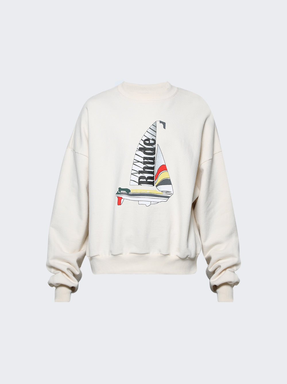 RHUDE MEN'S CREAM COTTON GRAPHIC SWEATSHIRT