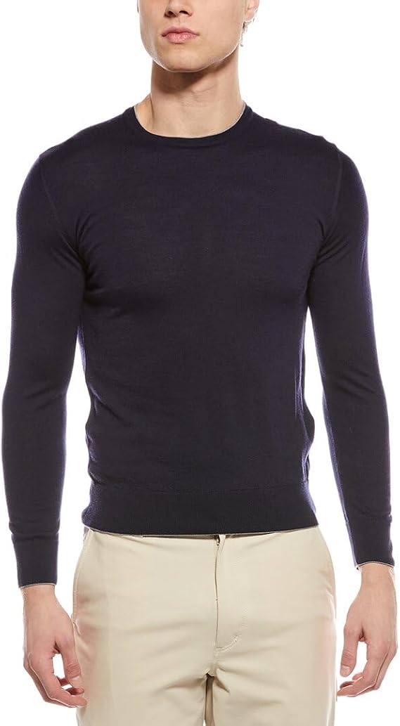 ELEVENTY MEN'S DARK BLUE FITTED SWEATER