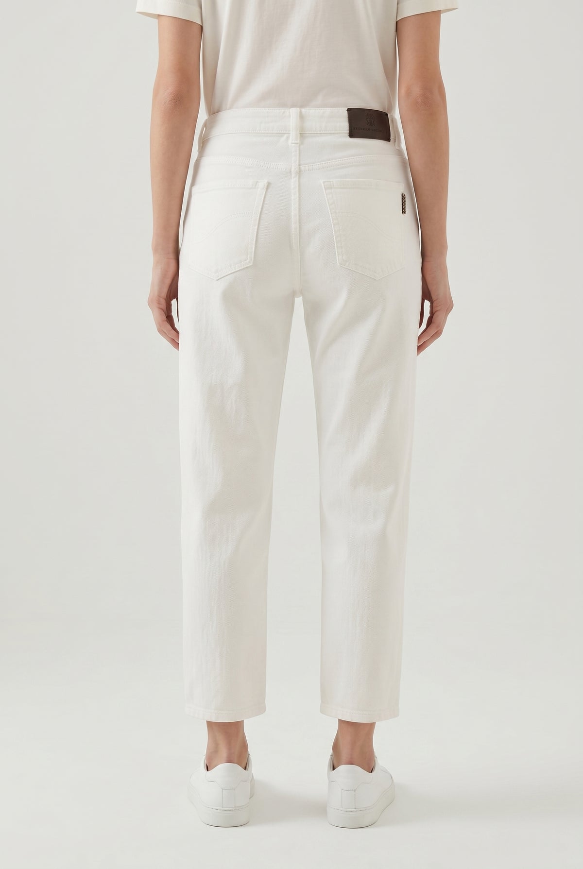 BRUNELLO CUCINELLI WOMEN'S OFF WHITE STRAIGHT COTTON TROUSERS