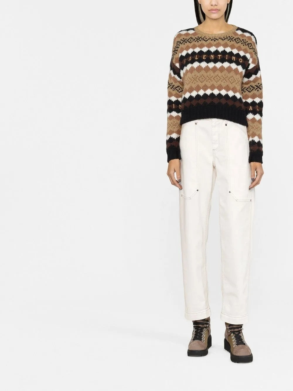 BRUNELLO CUCINELLI WOMEN'S OFF WHITE RELAXED COTTON TROUSERS
