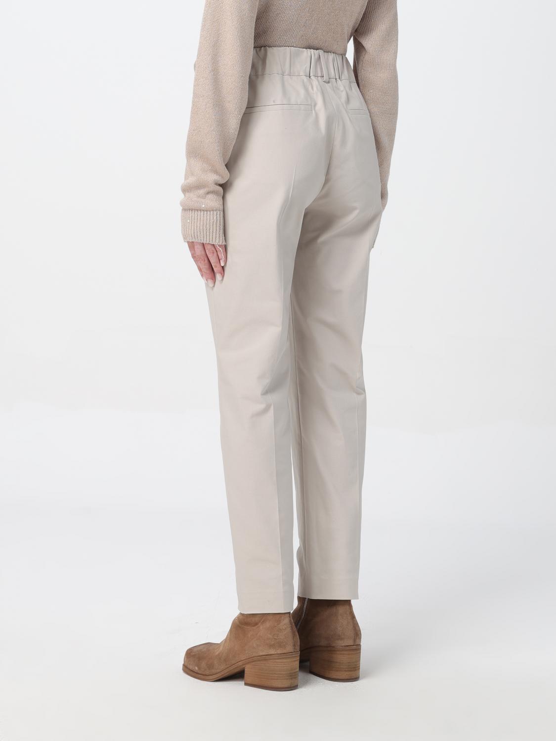 BRUNELLO CUCINELLI WOMEN'S LIGHT BEIGE TAILORED TROUSERS