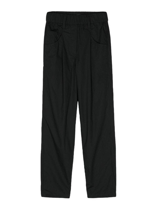 BRUNELLO CUCINELLI WOMEN'S BLACK RELAXED COTTON TROUSERS