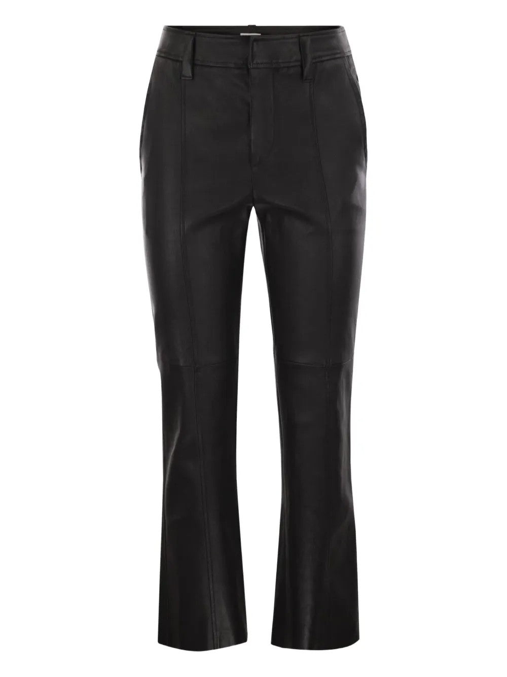 BRUNELLO CUCINELLI WOMEN'S BLACK LEATHER STRAIGHT TROUSERS