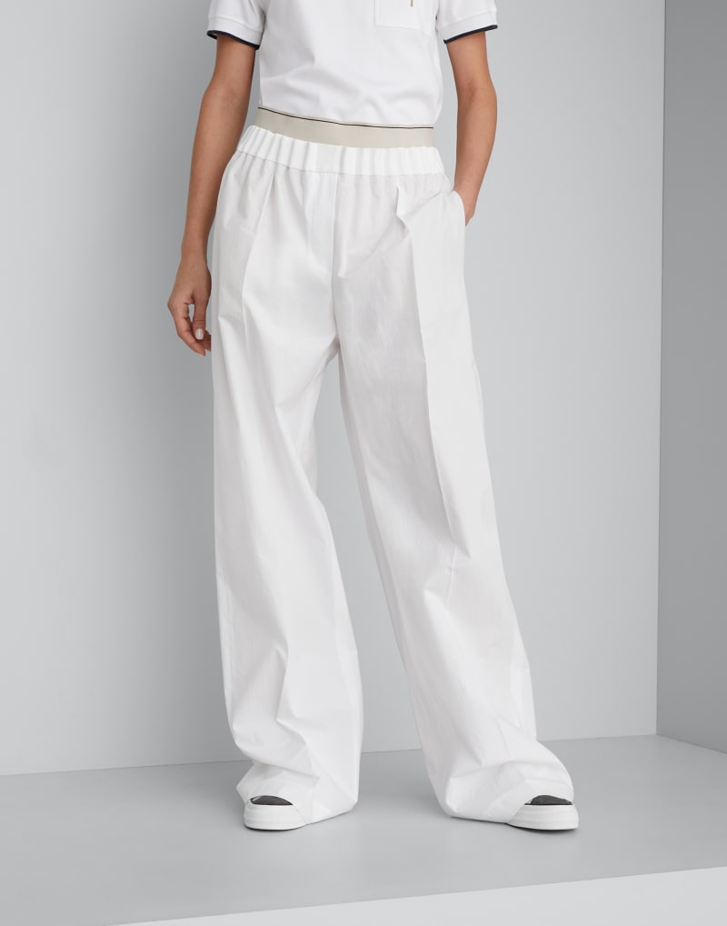 BRUNELLO CUCINELLI WOMEN'S WHITE RELAXED COTTON TROUSERS