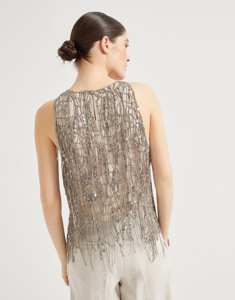 BRUNELLO CUCINELLI WOMEN'S GOLD SLEEVELESS EMBELLISHED TOP