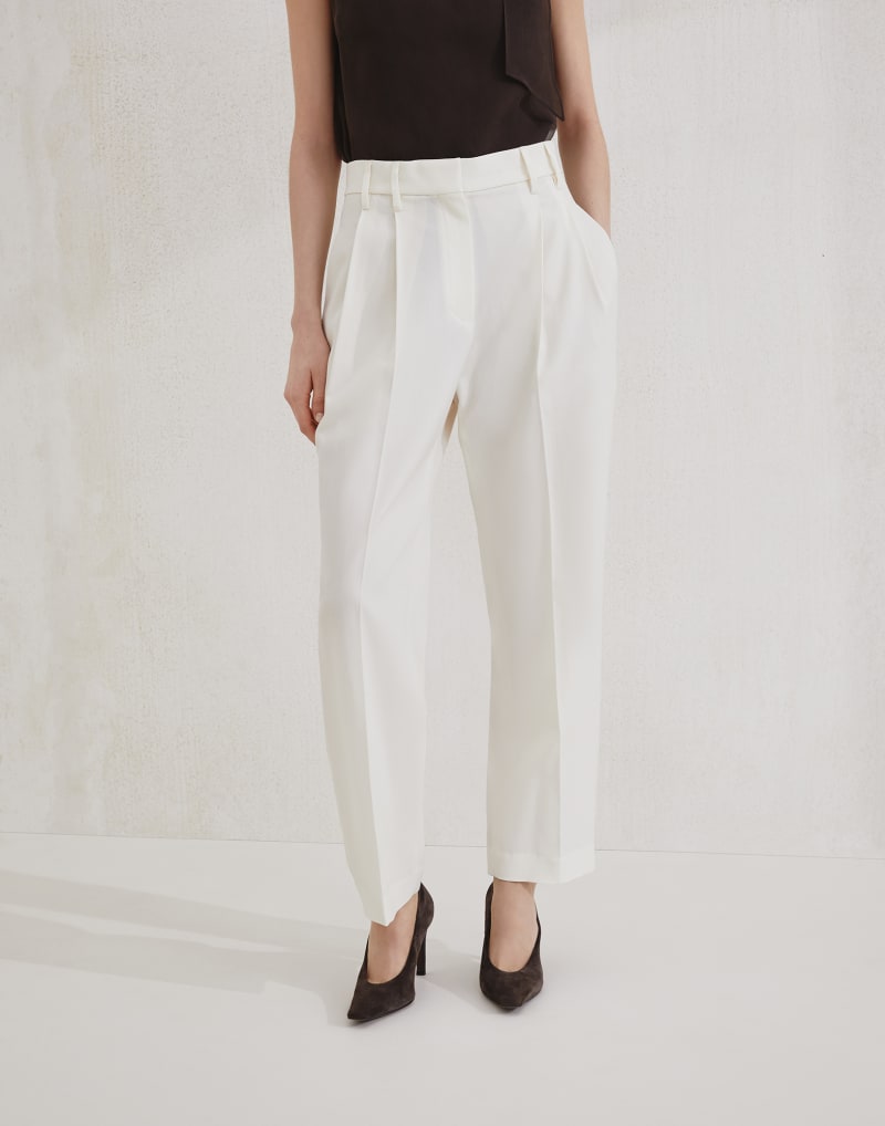 BRUNELLO CUCINELLI WOMEN'S OFF WHITE TAILORED TROUSERS