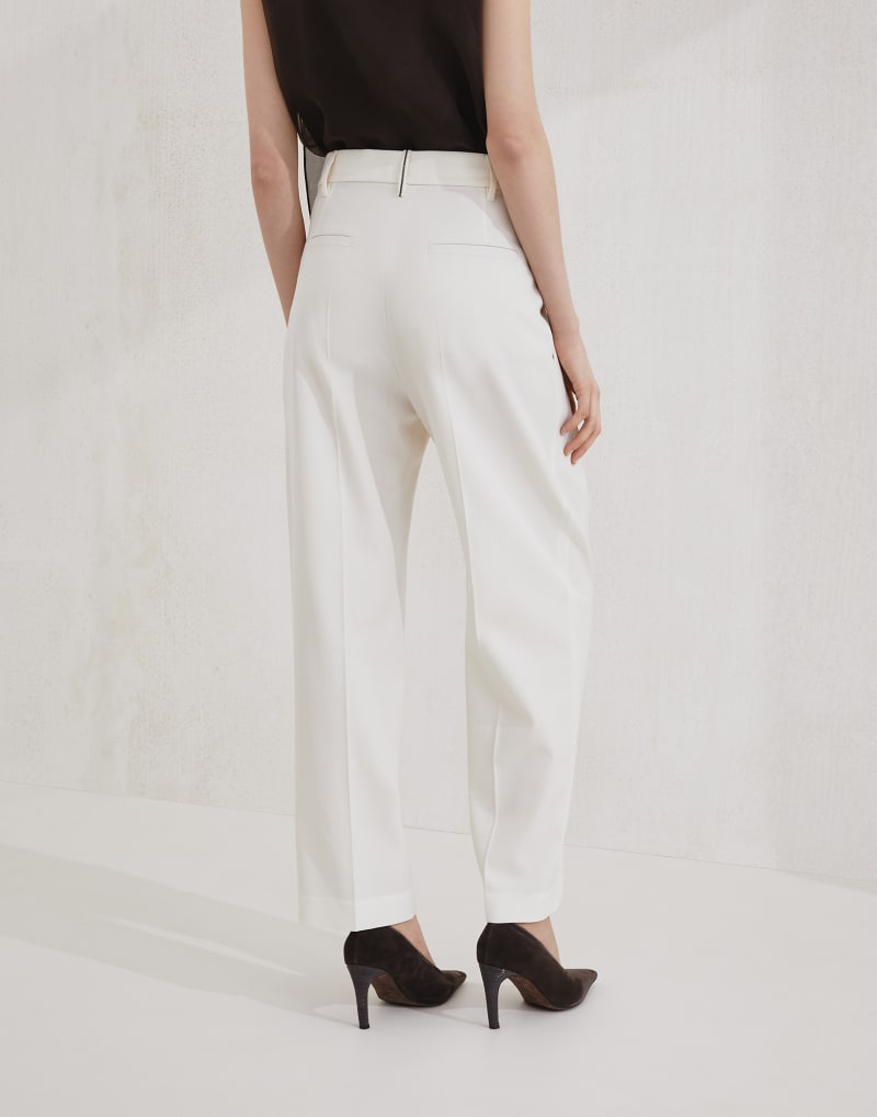 BRUNELLO CUCINELLI WOMEN'S OFF WHITE TAILORED TROUSERS