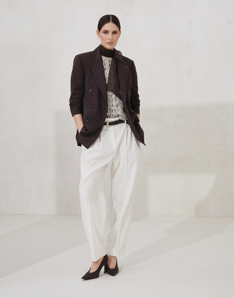 BRUNELLO CUCINELLI WOMEN'S OFF WHITE TAILORED TROUSERS