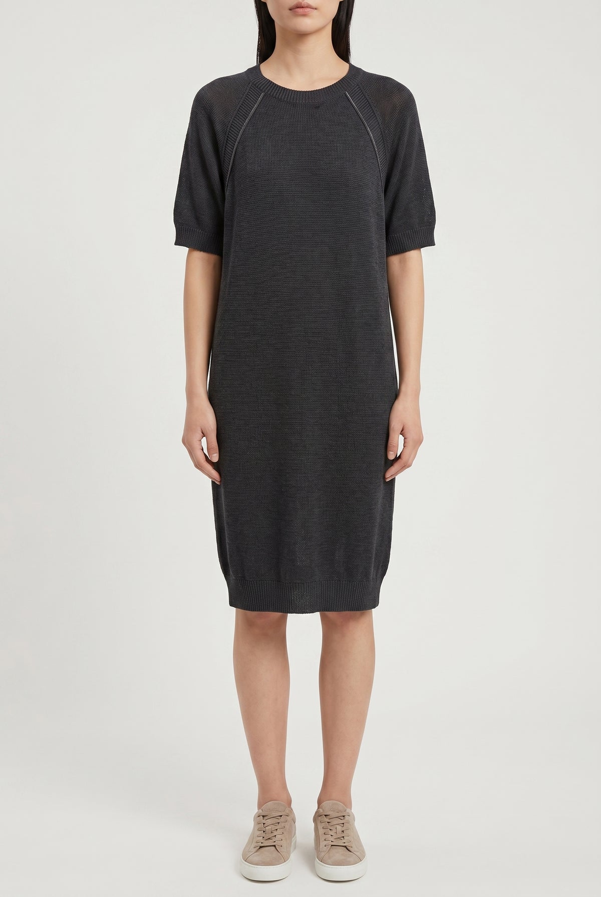 BRUNELLO CUCINELLI WOMEN'S BLACK RELAXED COTTON DRESS