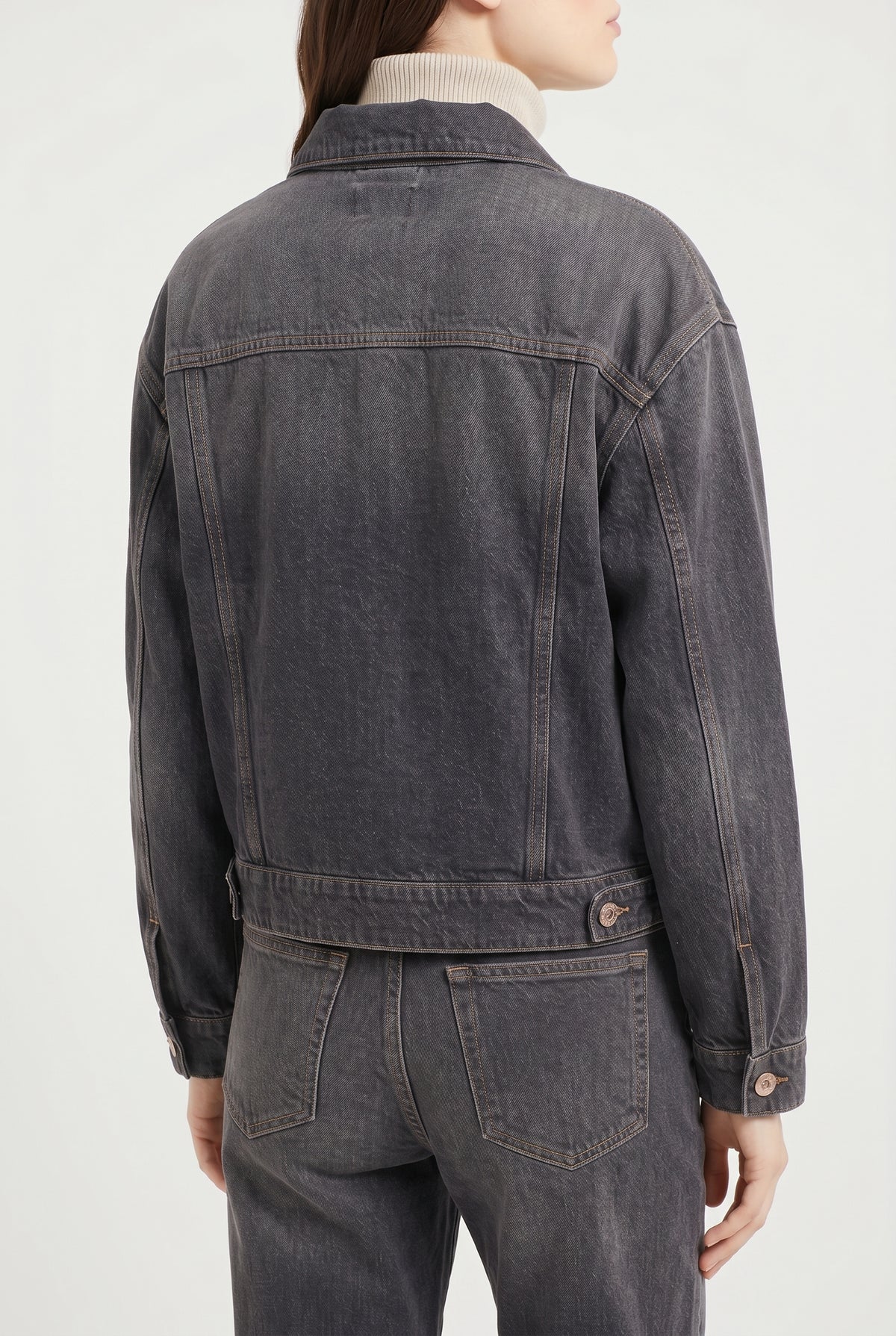 BRUNELLO CUCINELLI WOMEN'S BLACK DENIM BOXY JACKET