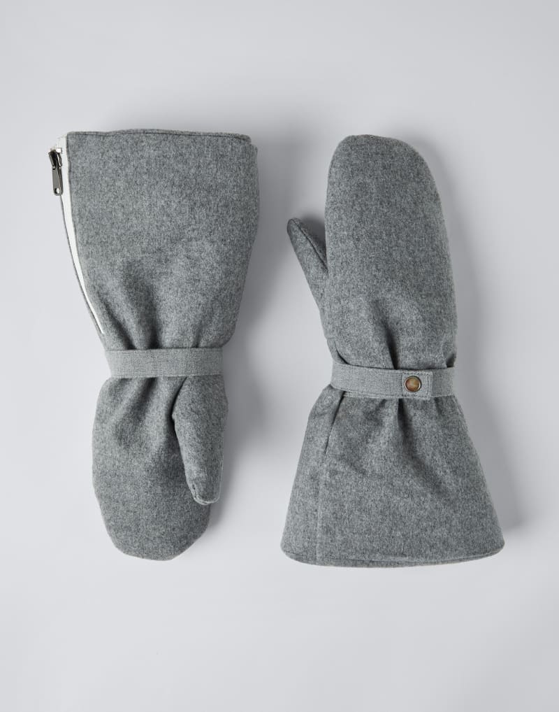 BRUNELLO CUCINELLI WOMEN'S LIGHT GREY WOOL MITTENS