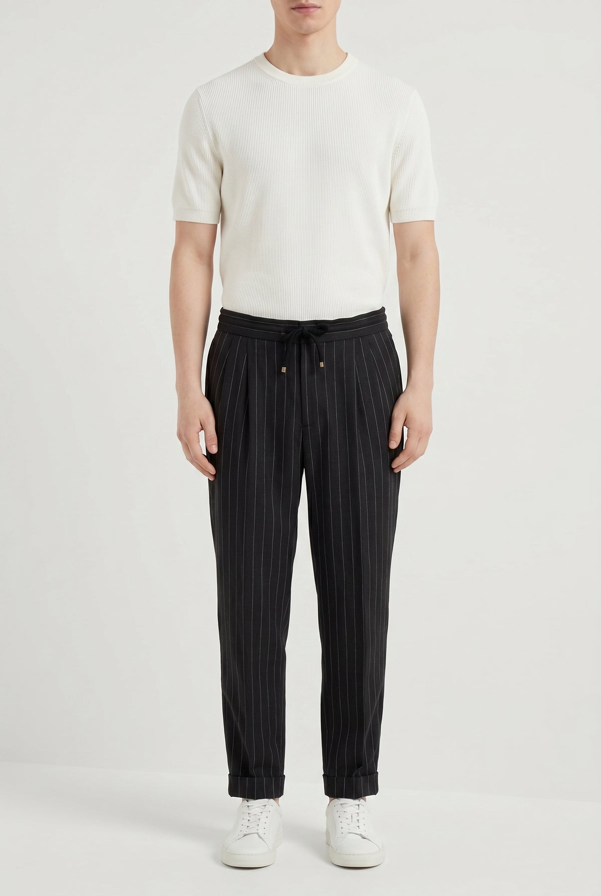 BRUNELLO CUCINELLI MEN'S BLACK LINEN RELAXED TROUSERS