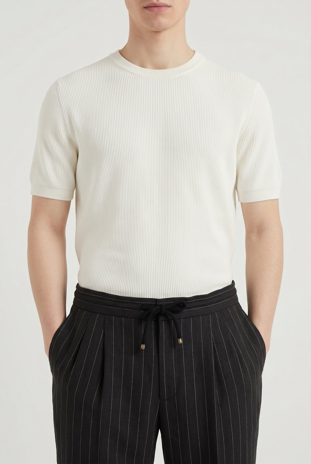 BRUNELLO CUCINELLI MEN'S BLACK LINEN RELAXED TROUSERS