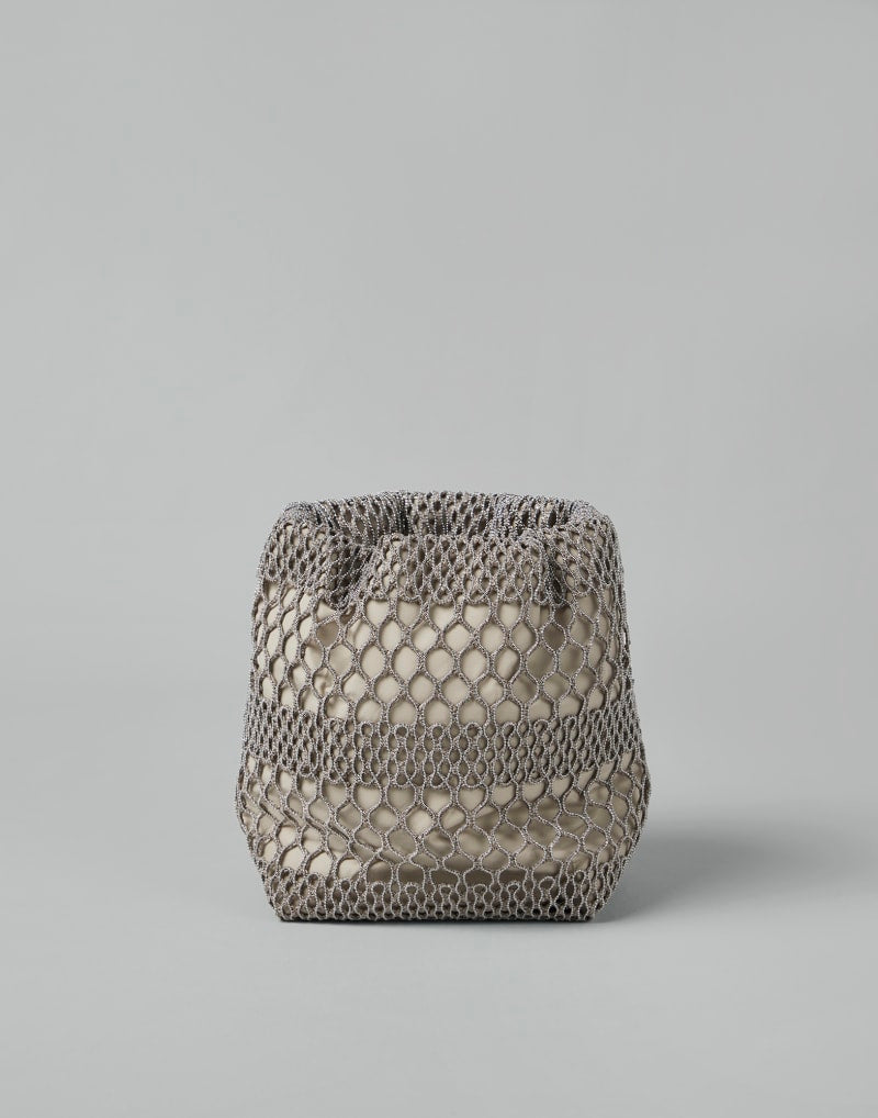 BRUNELLO CUCINELLI WOMEN'S BEIGE MESH POUCH BAG