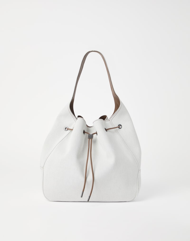 BRUNELLO CUCINELLI WOMEN'S OFF WHITE COTTON LINEN BAG