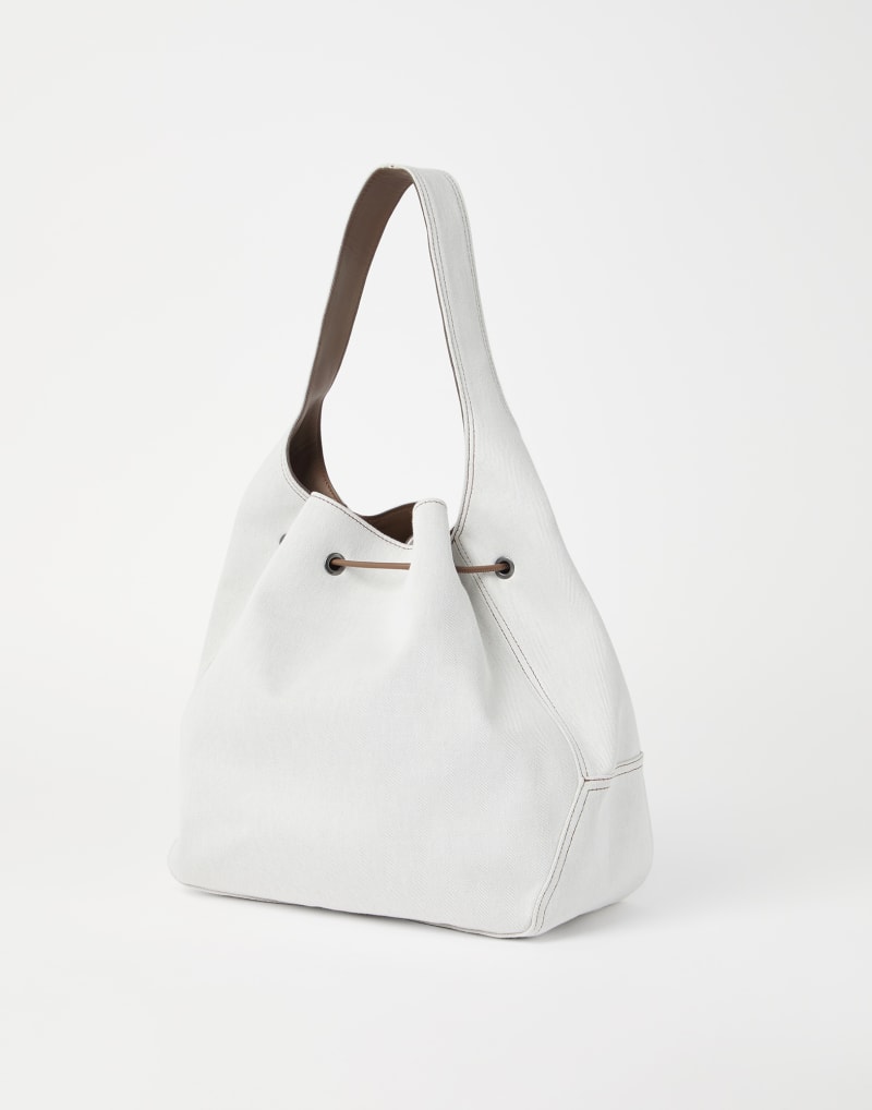BRUNELLO CUCINELLI WOMEN'S OFF WHITE COTTON LINEN BAG
