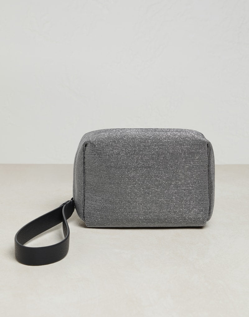 BRUNELLO CUCINELLI WOMEN'S GREY TEXTURED WRISTLET BAG