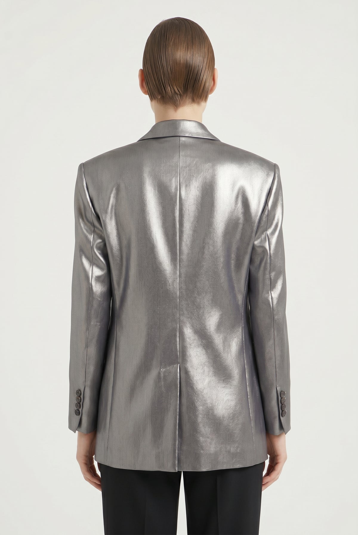 BRUNELLO CUCINELLI WOMEN'S SILVER TAILORED DOUBLE BREASTED BLAZER