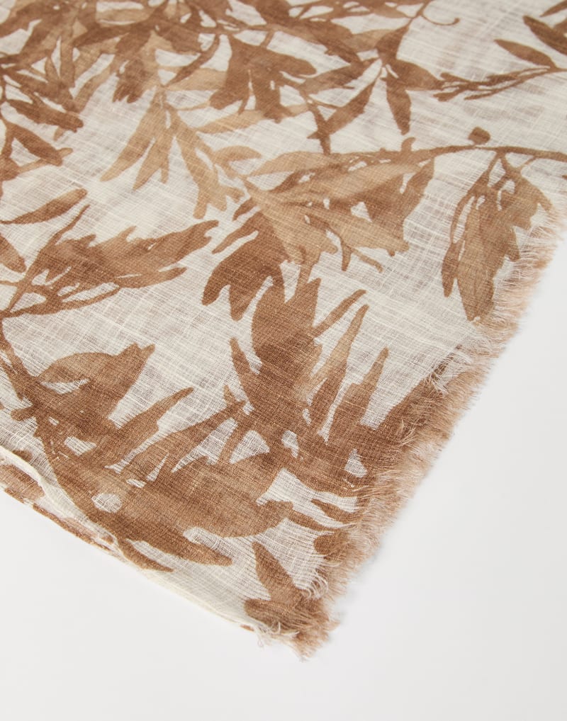 BRUNELLO CUCINELLI WOMEN'S LIGHT BROWN LINEN SCARF