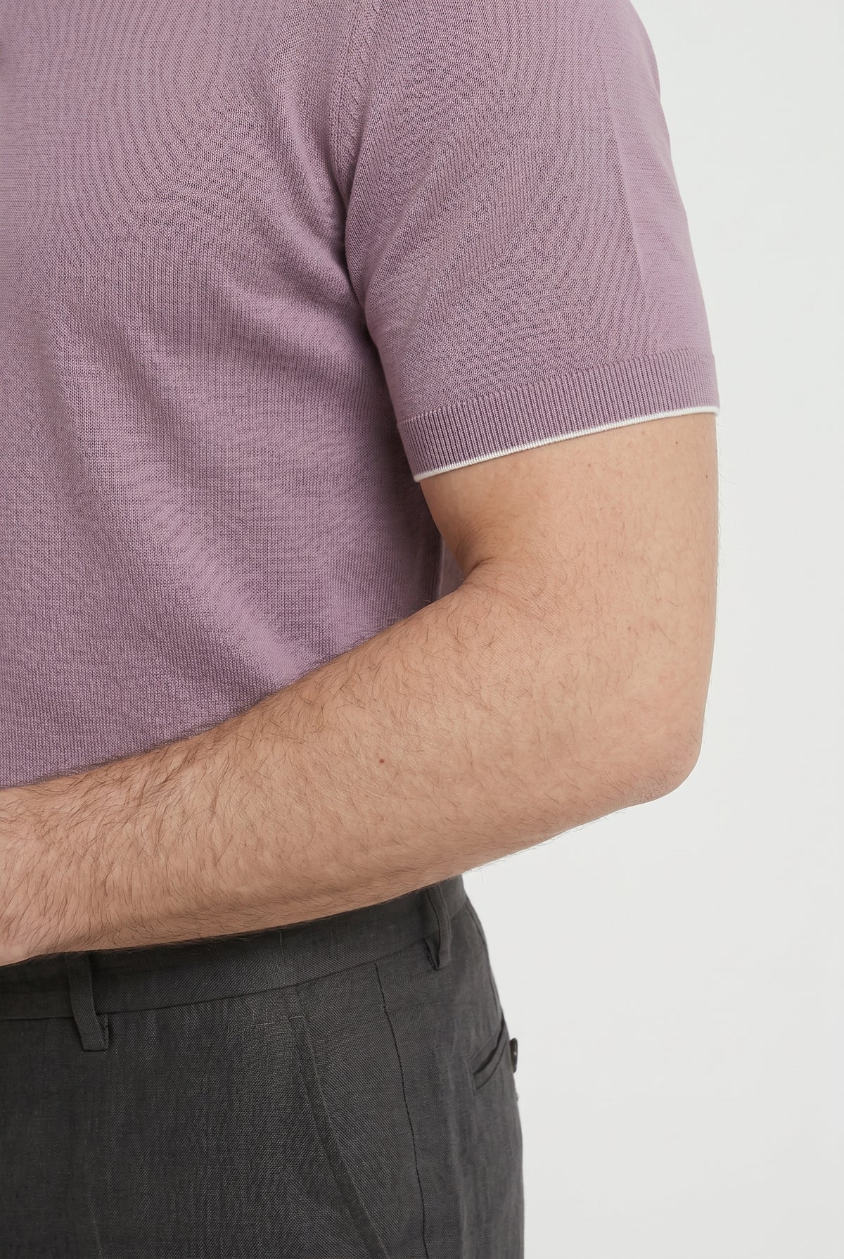 BRUNELLO CUCINELLI MEN'S LIGHT PURPLE COTTON POLO SHIRT