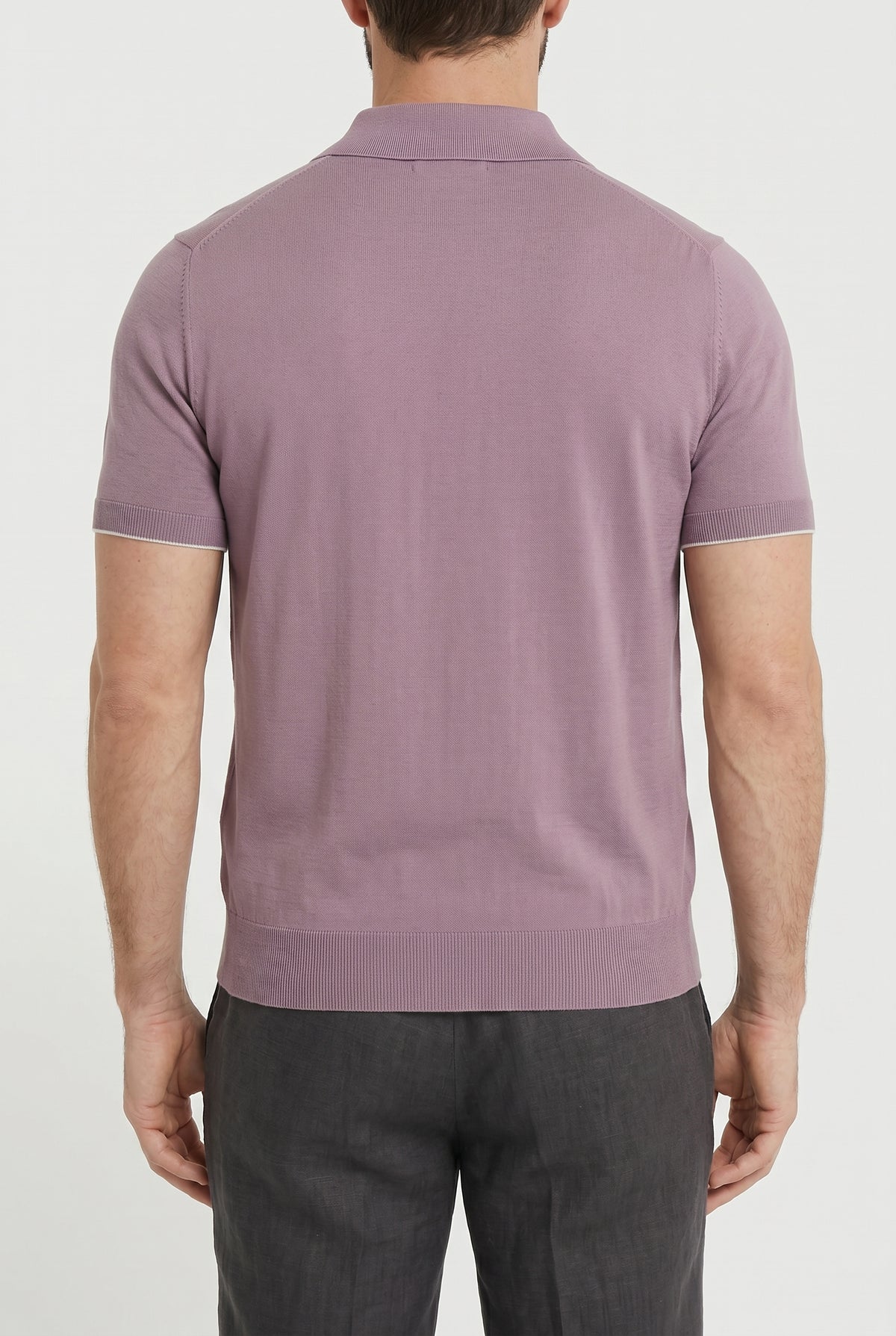 BRUNELLO CUCINELLI MEN'S LIGHT PURPLE COTTON POLO SHIRT