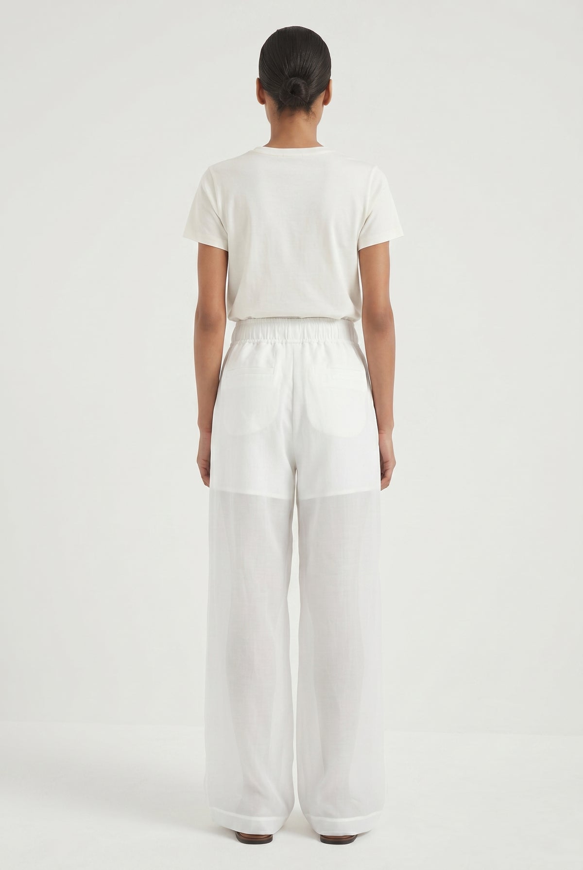 BRUNELLO CUCINELLI WOMEN'S WHITE WIDE LEG COTTON TROUSERS