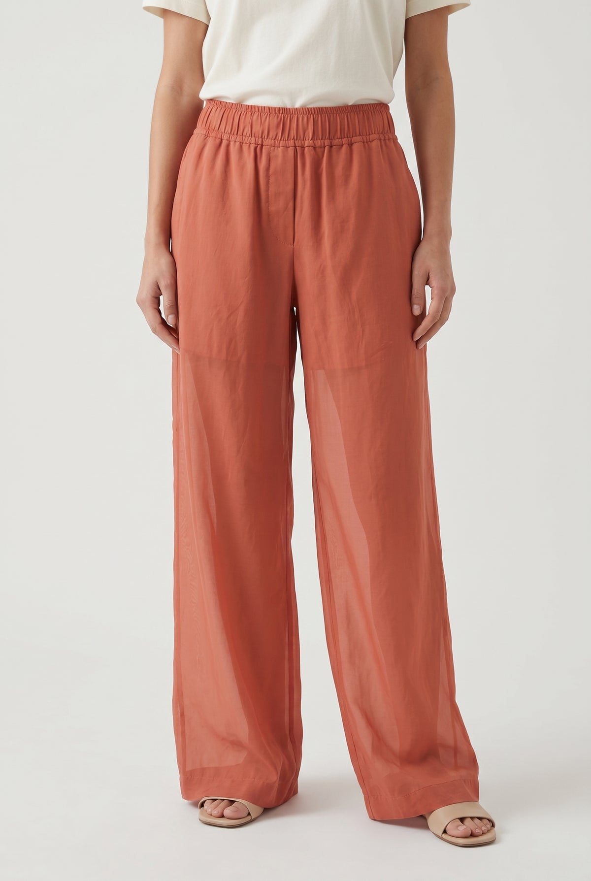 BRUNELLO CUCINELLI WOMEN'S RUST RELAXED WIDE LEG TROUSERS