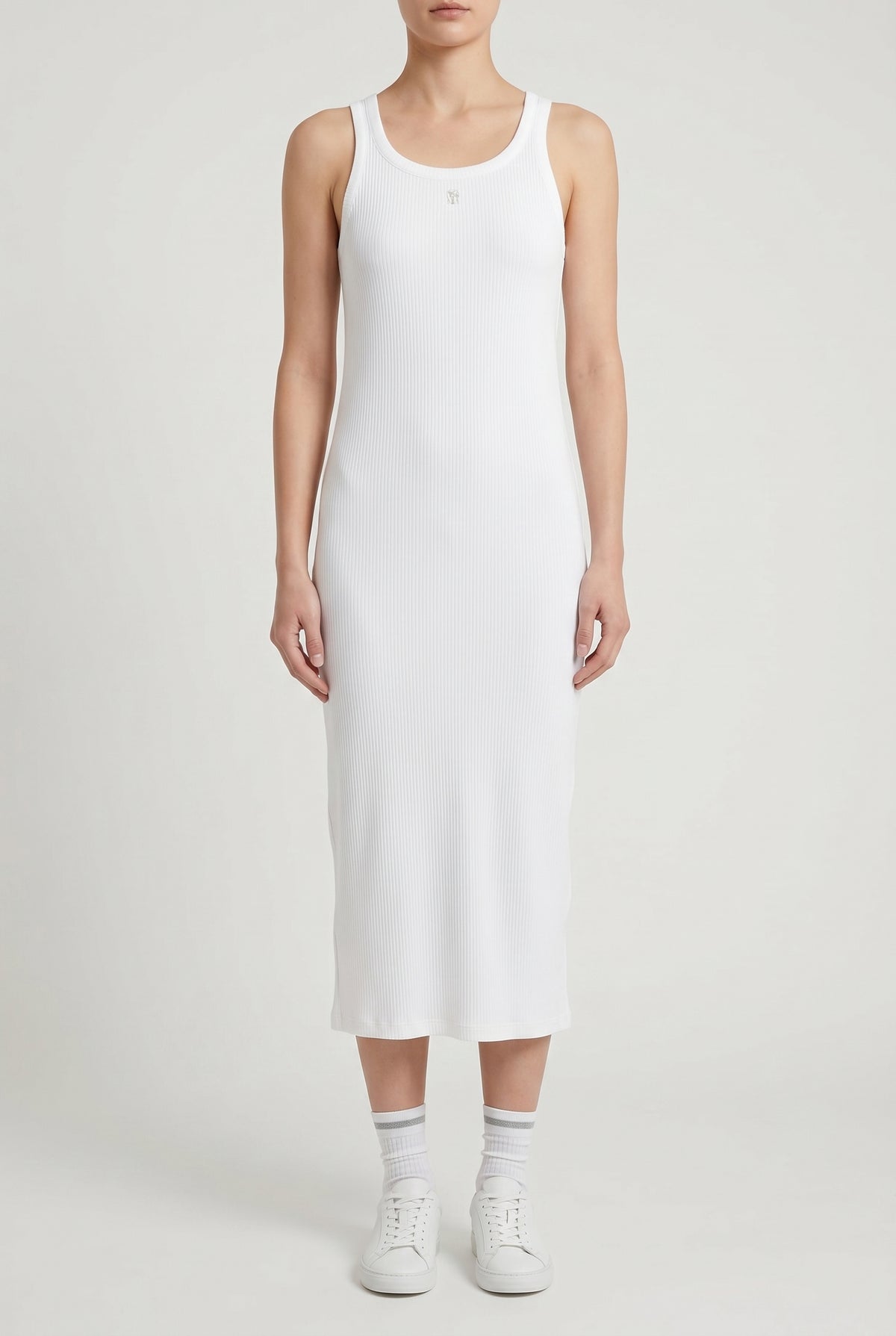 BRUNELLO CUCINELLI WOMEN'S WHITE RIBBED TANK DRESS