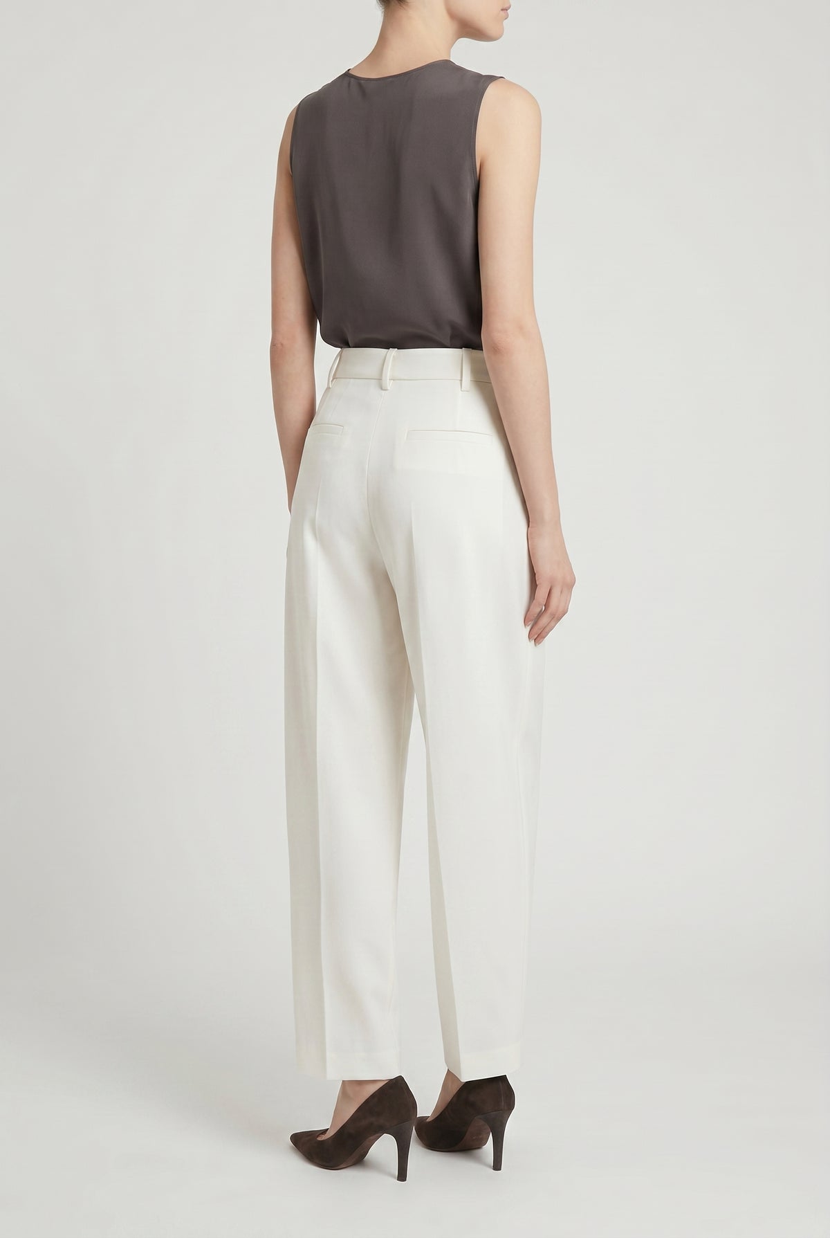 BRUNELLO CUCINELLI WOMEN'S OFF WHITE TAILORED TROUSERS