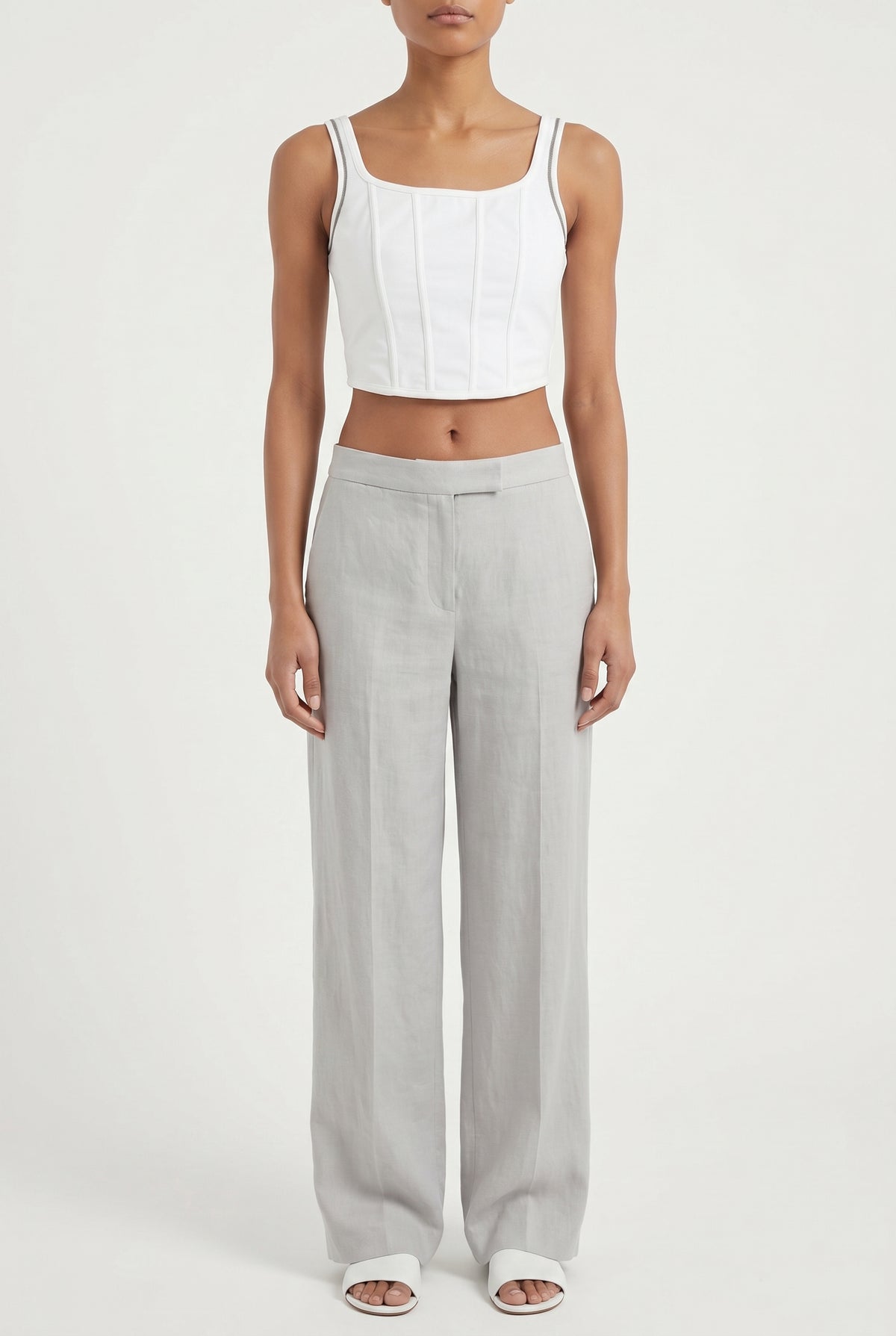BRUNELLO CUCINELLI WOMEN'S WHITE FITTED TANK TOP