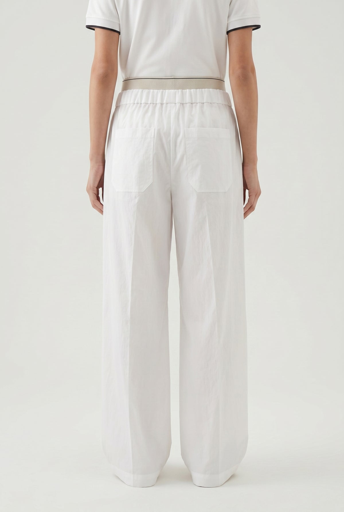 BRUNELLO CUCINELLI WOMEN'S WHITE RELAXED COTTON TROUSERS