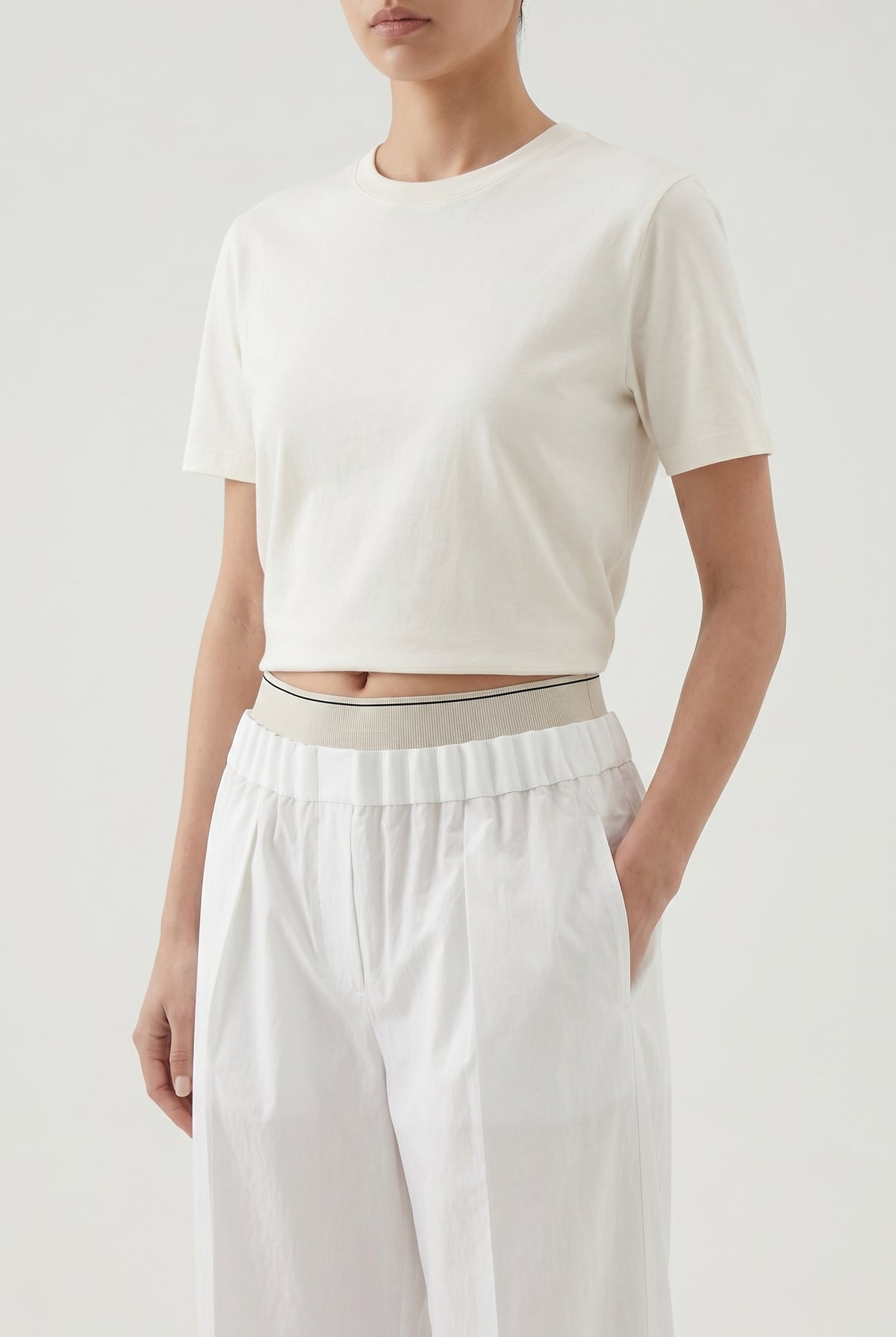 BRUNELLO CUCINELLI WOMEN'S WHITE RELAXED COTTON TROUSERS