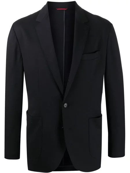 BRUNELLO CUCINELLI MEN'S NAVY WOOL SINGLE BREASTED BLAZER