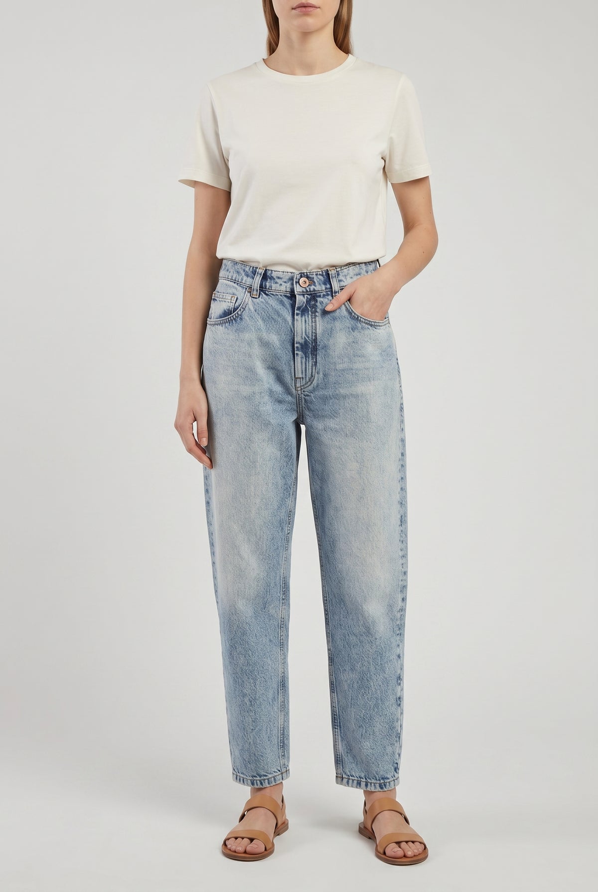 BRUNELLO CUCINELLI WOMEN'S LIGHT BLUE RELAXED TROUSERS