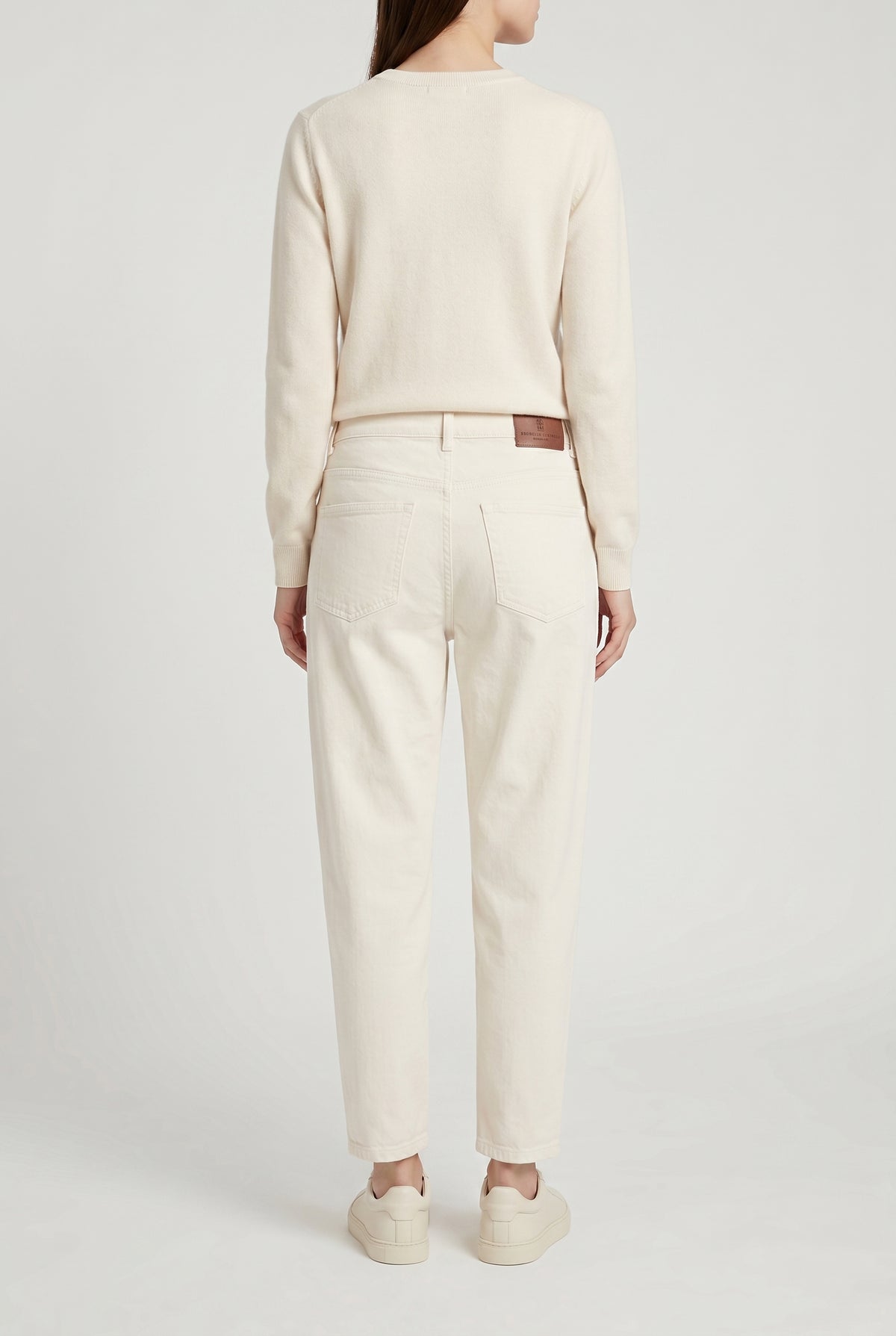 BRUNELLO CUCINELLI WOMEN'S OFF WHITE RELAXED COTTON TROUSERS