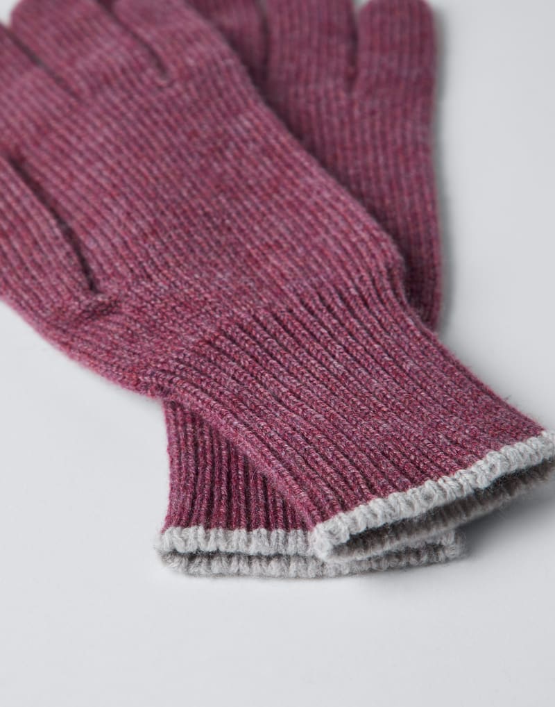 BRUNELLO CUCINELLI MEN'S PURPLE WOOL KNIT GLOVES