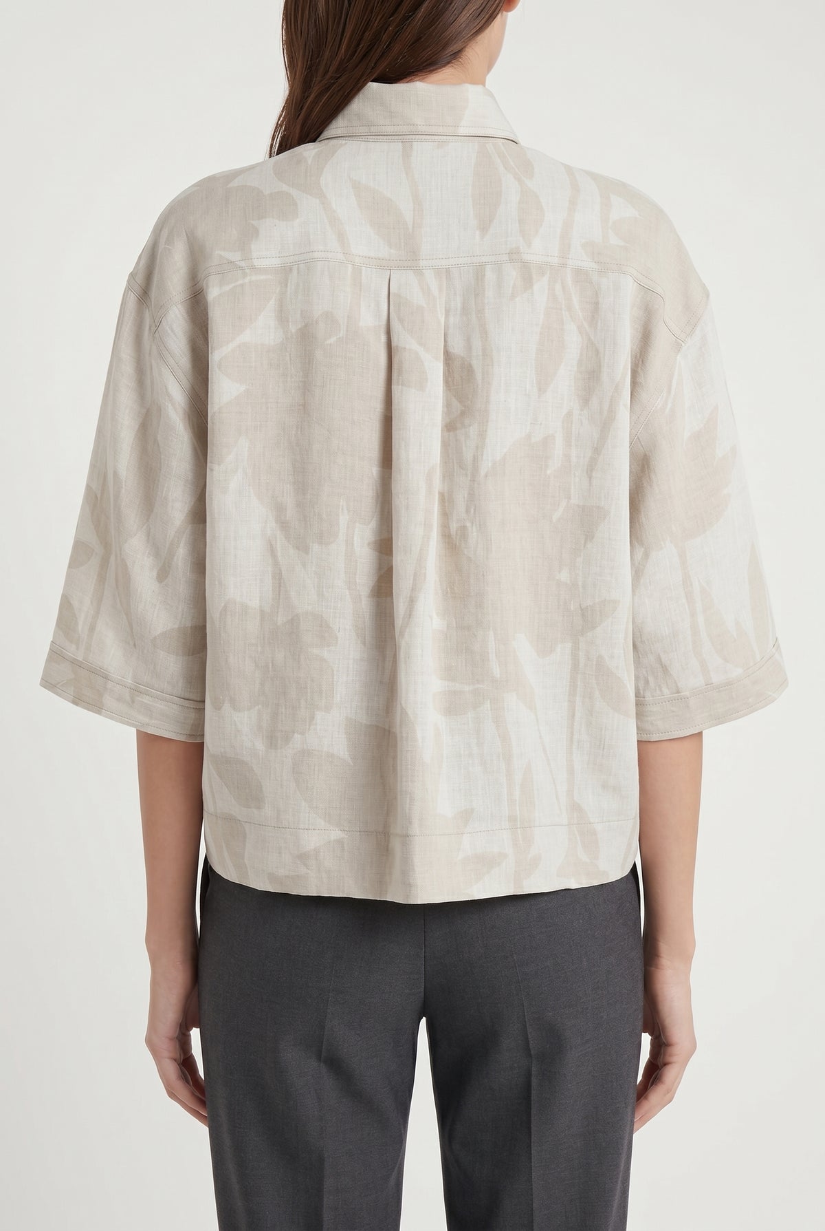 BRUNELLO CUCINELLI WOMEN'S LIGHT BEIGE LINEN BOXY SHIRT