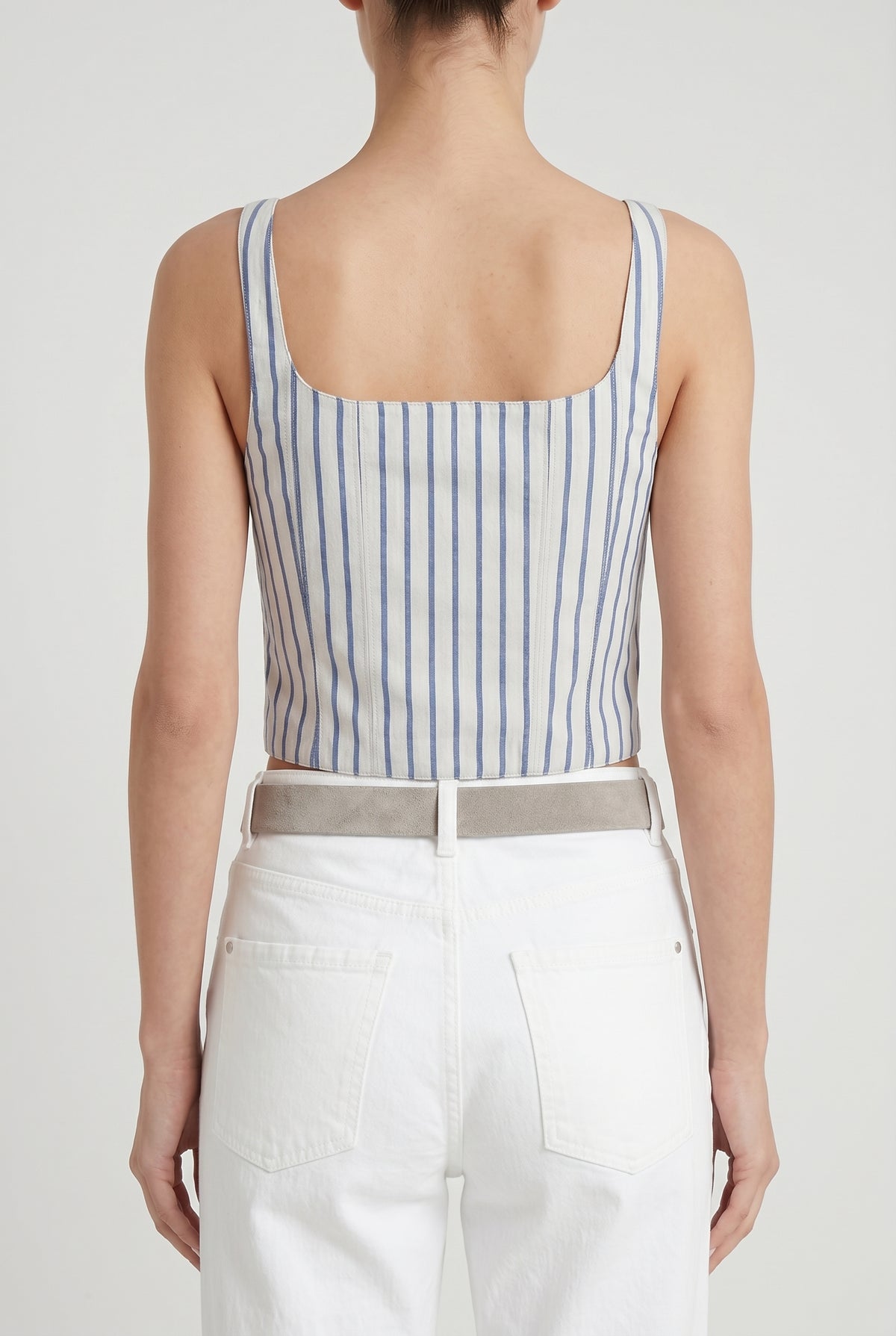 BRUNELLO CUCINELLI WOMEN'S BLUE STRIPED COTTON TOP