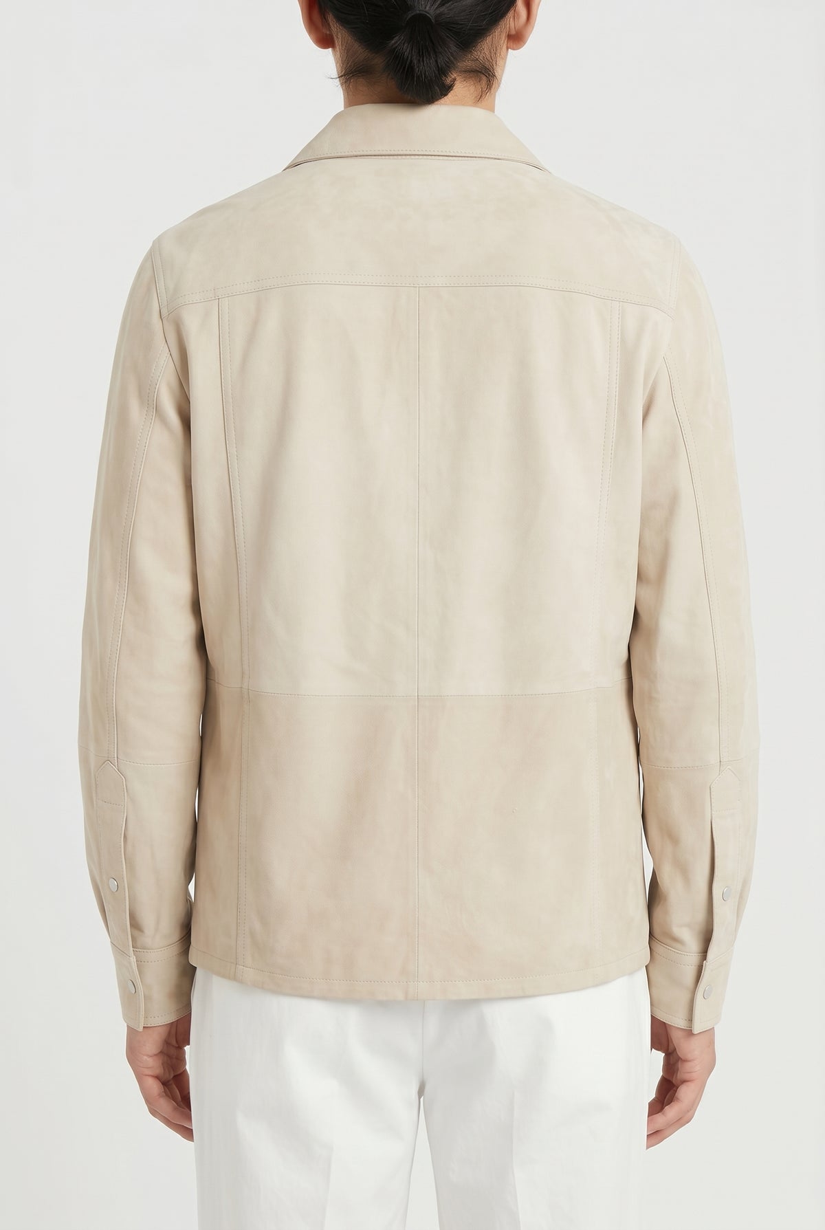 BRUNELLO CUCINELLI MEN'S BEIGE LEATHER RELAXED JACKET