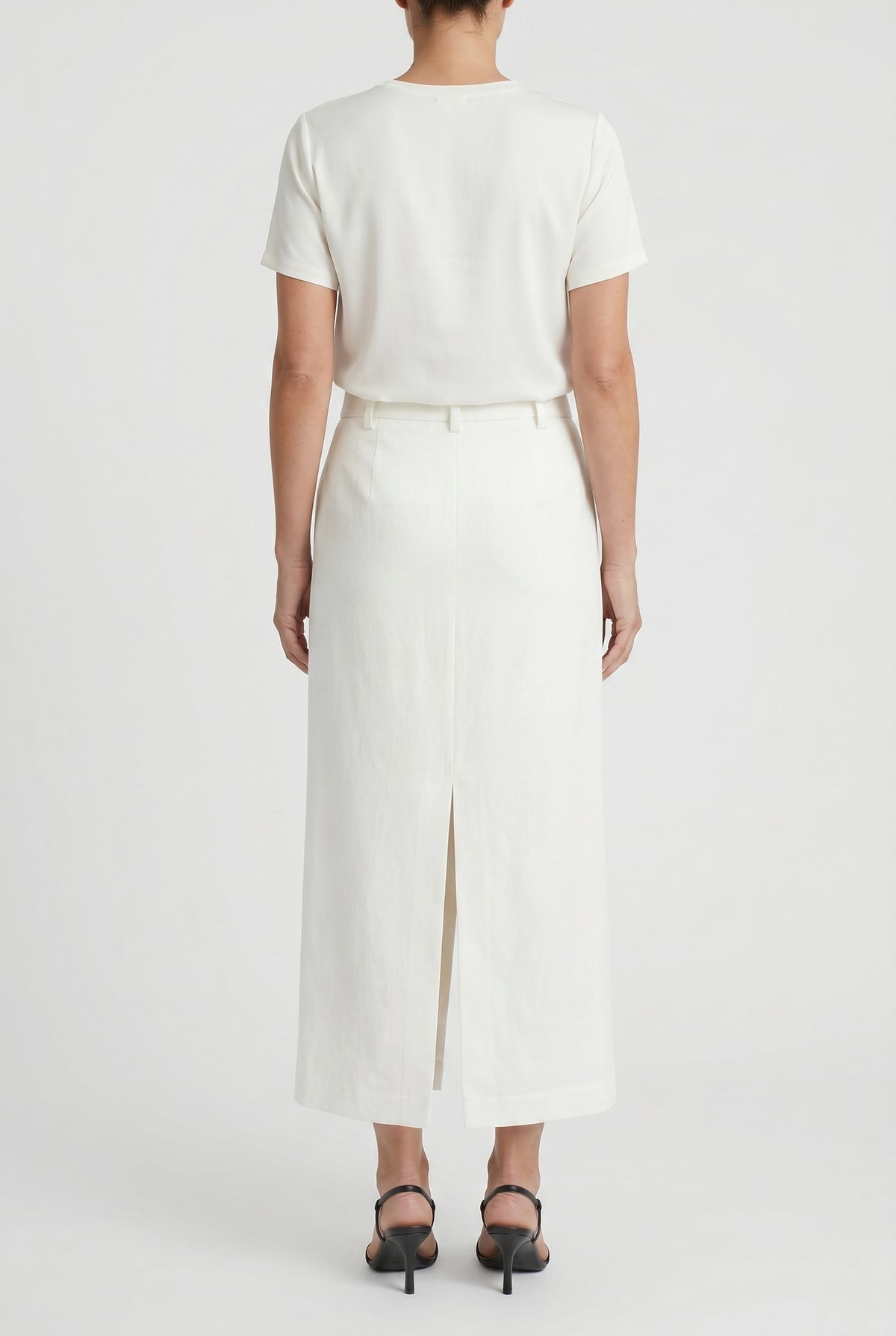 BRUNELLO CUCINELLI WOMEN'S OFF WHITE LINEN BLEND SKIRT
