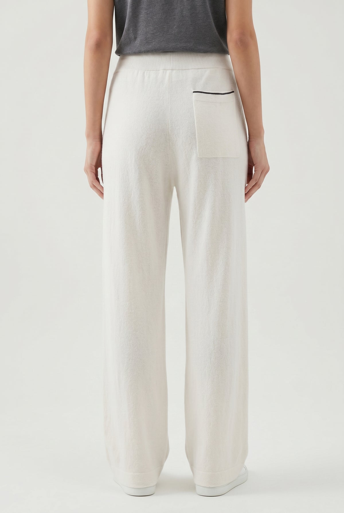 BRUNELLO CUCINELLI WOMEN'S OFF WHITE WOOL SILK WIDE TROUSERS