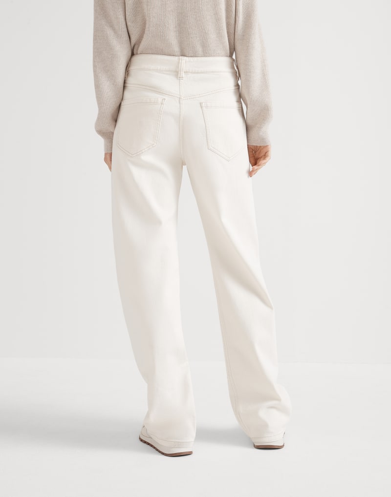 BRUNELLO CUCINELLI WOMEN'S OFF WHITE RELAXED COTTON TROUSERS