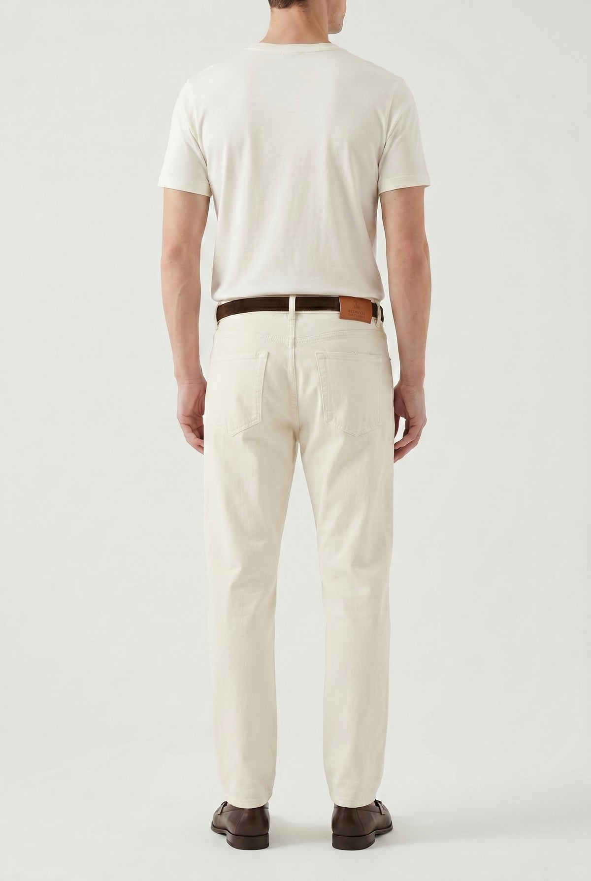 BRUNELLO CUCINELLI MEN'S OFF WHITE RELAXED COTTON TROUSERS