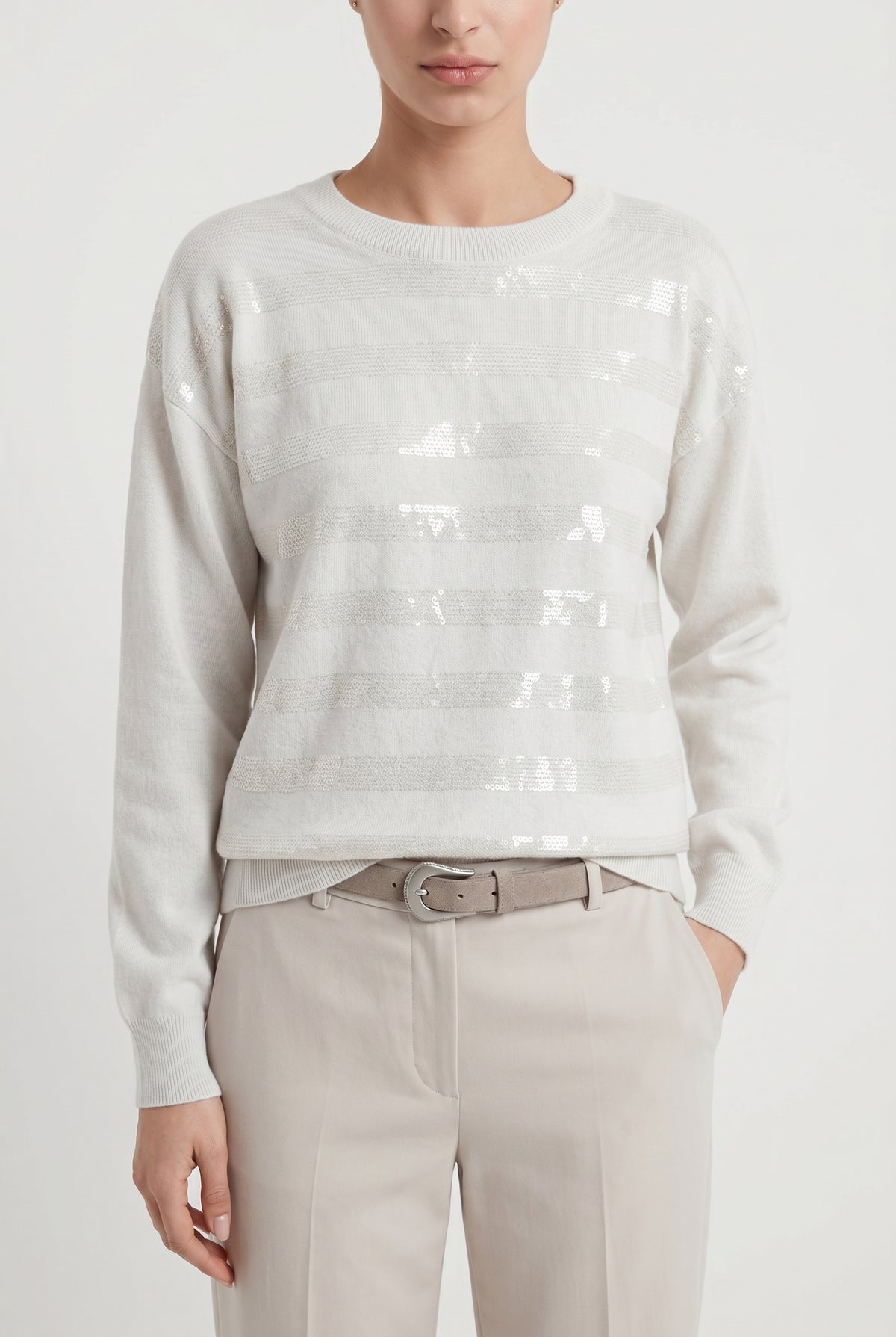 BRUNELLO CUCINELLI WOMEN'S OFF WHITE WOOL SWEATER