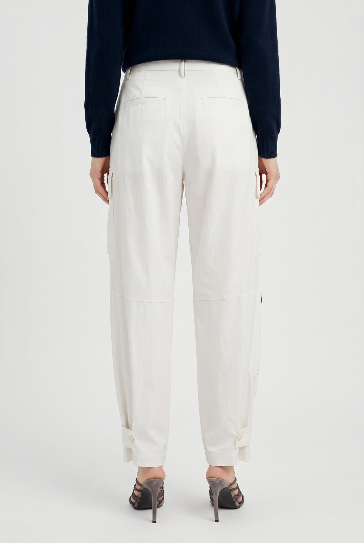 BRUNELLO CUCINELLI WOMEN'S OFF WHITE RELAXED CARGO TROUSERS