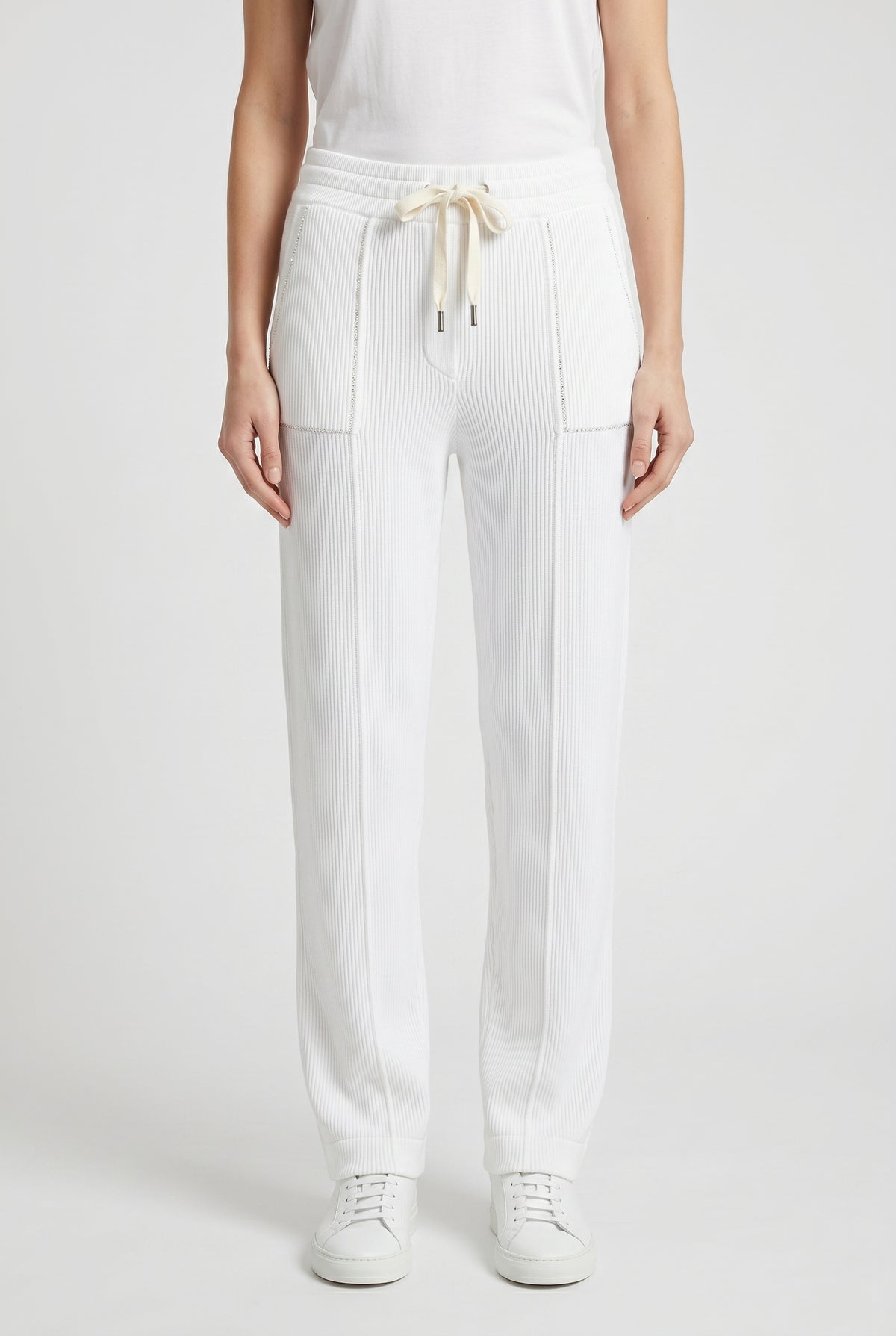 BRUNELLO CUCINELLI WOMEN'S WHITE RELAXED COTTON TROUSERS