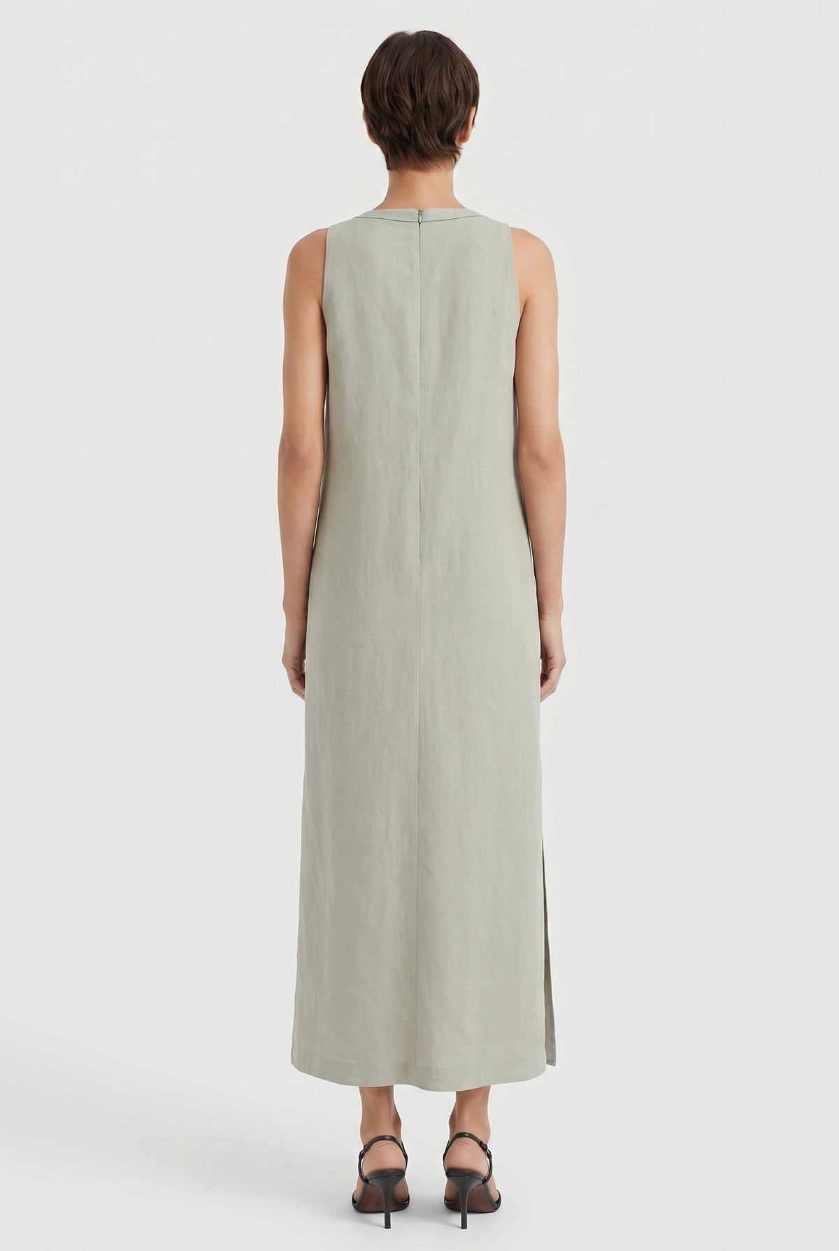 BRUNELLO CUCINELLI WOMEN'S LIGHT GREEN LINEN BLEND DRESS