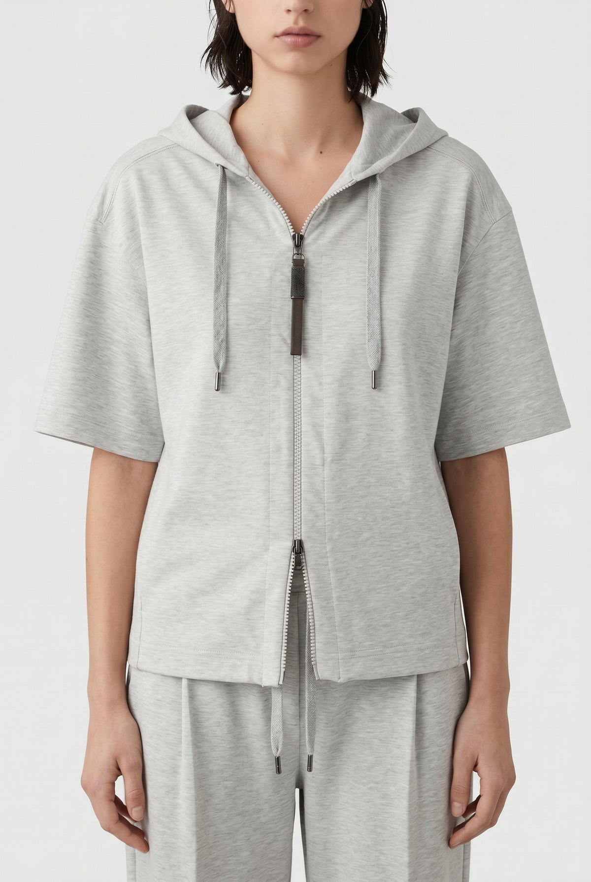 BRUNELLO CUCINELLI WOMEN'S LIGHT GREY RELAXED HOODIE