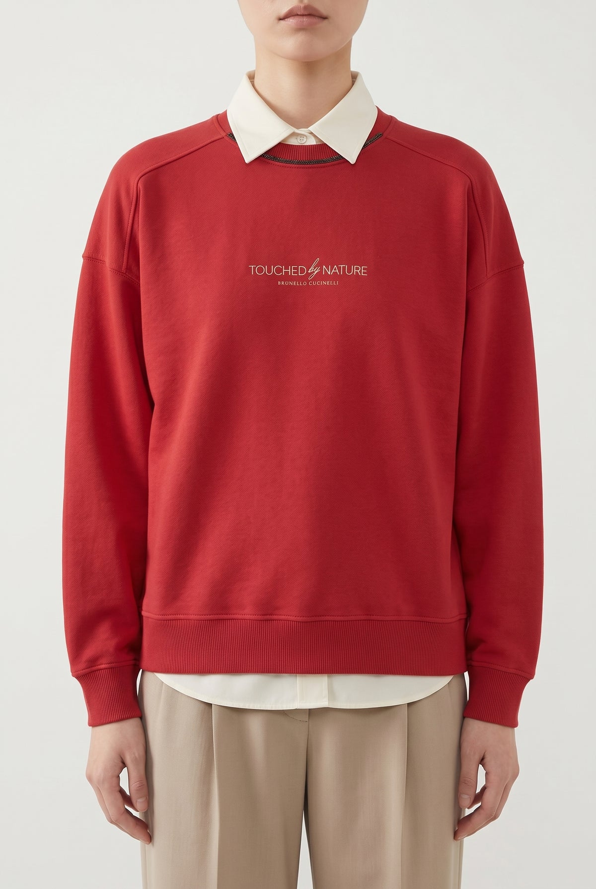 BRUNELLO CUCINELLI WOMEN'S RED RELAXED COTTON SWEATER