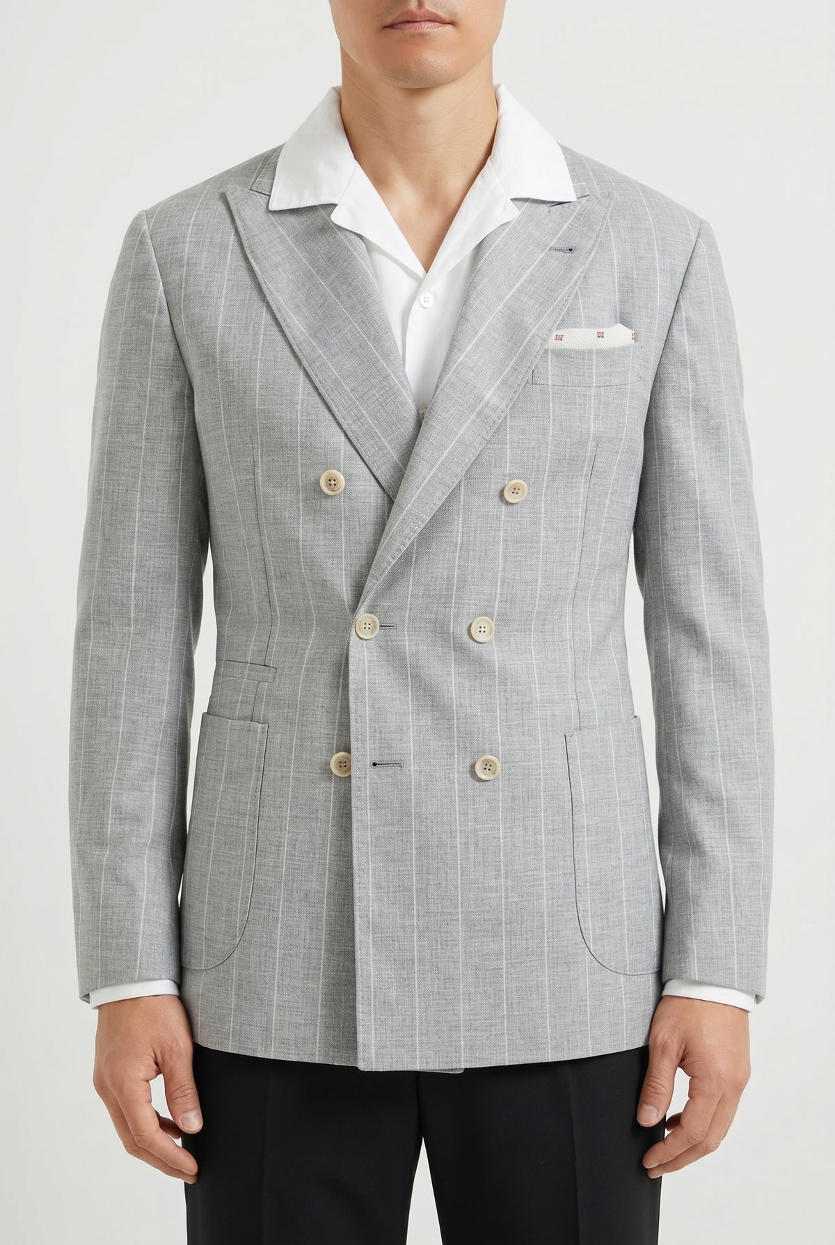 BRUNELLO CUCINELLI MEN'S LIGHT GREY WOOL BLAZER